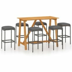 Meilleure vente 💯 HAPPYSHOPPING Ensemble De Bar De Jardin Avec Coussins 7 Pcs Gris ⭐ 8 Meilleure vente 💯 HAPPYSHOPPING Ensemble De Bar De Jardin Avec Coussins 7 Pcs Gris ⭐ -Table haute Boutique 41850373 2
