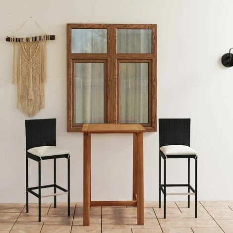 Offres 😀 HAPPYSHOPPING Ensemble De Bar De Jardin Avec Coussins 3 Pcs Noir ⭐ 3 Offres 😀 HAPPYSHOPPING Ensemble De Bar De Jardin Avec Coussins 3 Pcs Noir ⭐