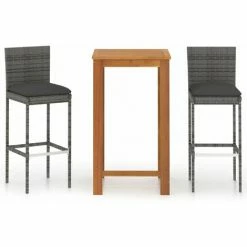 Meilleure vente 🤩 HAPPYSHOPPING Ensemble De Bar De Jardin Avec Coussins 3 Pcs Gris 🧨 8 Meilleure vente 🤩 HAPPYSHOPPING Ensemble De Bar De Jardin Avec Coussins 3 Pcs Gris 🧨 -Table haute Boutique 41850388 2