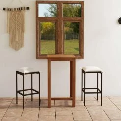 Acheter 😉 HAPPYSHOPPING Ensemble De Bar De Jardin Avec Coussins 3 Pcs Marron 😍