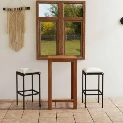 Vente flash 🧨 HAPPYSHOPPING Ensemble De Bar De Jardin Avec Coussins 3 Pcs Noir 🔔