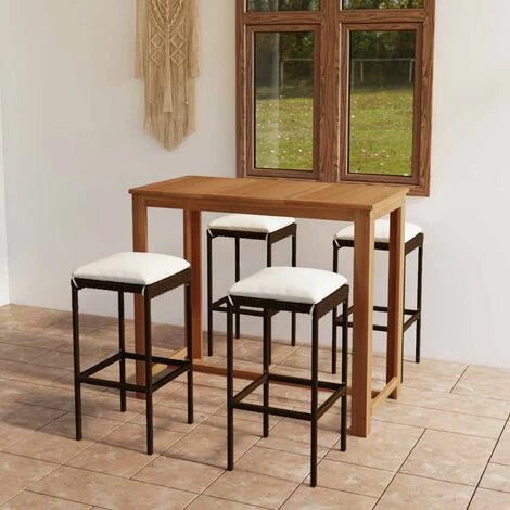 Tout neuf ⌛ HAPPYSHOPPING Ensemble De Bar De Jardin Avec Coussins 5 Pcs Marron 🥰 3 Tout neuf ⌛ HAPPYSHOPPING Ensemble De Bar De Jardin Avec Coussins 5 Pcs Marron 🥰
