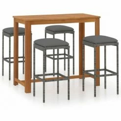 Meilleur prix 😉 HAPPYSHOPPING Ensemble De Bar De Jardin Avec Coussins 5 Pcs Gris 🔔 8 Meilleur prix 😉 HAPPYSHOPPING Ensemble De Bar De Jardin Avec Coussins 5 Pcs Gris 🔔 -Table haute Boutique 41850482 2