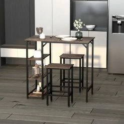 Les meilleures critiques de 🔔 HOMCOM Ensemble Table De Bar 3 étagères 2 Tabourets Style Industriel Métal Noir Aspect Vieux Bois Veinage 👍 -Table haute Boutique 41918991 2