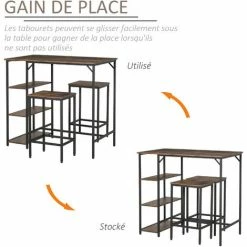 Les meilleures critiques de 🔔 HOMCOM Ensemble Table De Bar 3 étagères 2 Tabourets Style Industriel Métal Noir Aspect Vieux Bois Veinage 👍 -Table haute Boutique 41918991 4