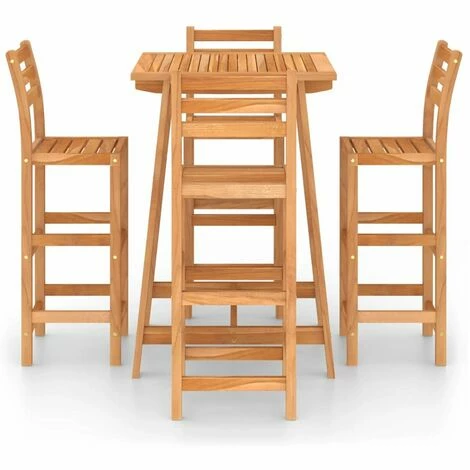Bon marché 🥰 HAPPYSHOPPING Ensemble De Bar D'exterieur 5 Pcs Bois D'acacia Massif 👍 5 Bon marché 🥰 HAPPYSHOPPING Ensemble De Bar D'exterieur 5 Pcs Bois D'acacia Massif 👍 – Image 3