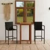 Nouveau 🔥 HAPPYSHOPPING Ensemble De Bar De Jardin 3 Pcs Noir ⭐ -Table haute Boutique 41959202 1