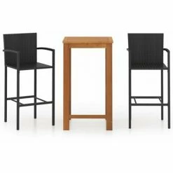 Nouveau 🔥 HAPPYSHOPPING Ensemble De Bar De Jardin 3 Pcs Noir ⭐ -Table haute Boutique 41959202 2