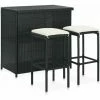 Meilleur prix 🎉 HAPPYSHOPPING Ensemble De Bar 3 Pcs Resine Tressee Noir ⌛ -Table haute Boutique 41959951 1