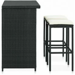 Meilleur prix 🎉 HAPPYSHOPPING Ensemble De Bar 3 Pcs Resine Tressee Noir ⌛ 10 Meilleur prix 🎉 HAPPYSHOPPING Ensemble De Bar 3 Pcs Resine Tressee Noir ⌛ -Table haute Boutique 41959951 4