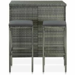Meilleure vente 🎁 HAPPYSHOPPING Ensemble De Bar 3 Pcs Resine Tressee Gris 🎁 9 Meilleure vente 🎁 HAPPYSHOPPING Ensemble De Bar 3 Pcs Resine Tressee Gris 🎁 -Table haute Boutique 41959953 3