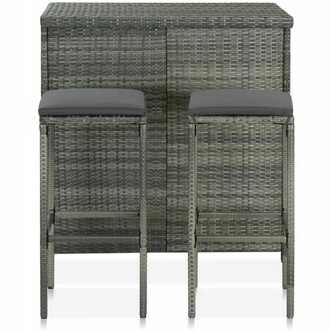 Meilleure vente 🎁 HAPPYSHOPPING Ensemble De Bar 3 Pcs Resine Tressee Gris 🎁 5 Meilleure vente 🎁 HAPPYSHOPPING Ensemble De Bar 3 Pcs Resine Tressee Gris 🎁 – Image 3