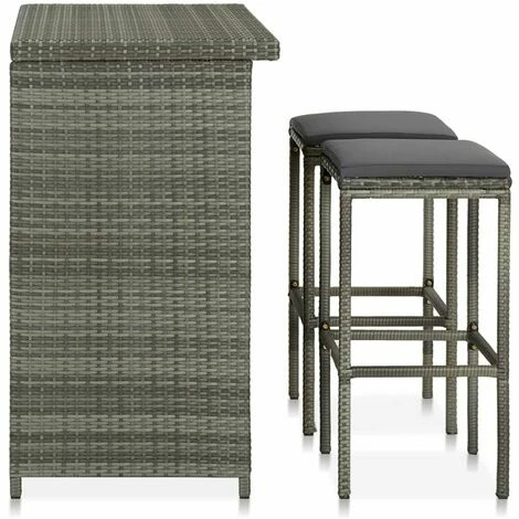 Meilleure vente 🎁 HAPPYSHOPPING Ensemble De Bar 3 Pcs Resine Tressee Gris 🎁 6 Meilleure vente 🎁 HAPPYSHOPPING Ensemble De Bar 3 Pcs Resine Tressee Gris 🎁 – Image 4
