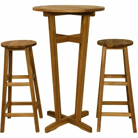 Offres 👏 HAPPYSHOPPING Ensemble De Bar 3 Pcs Bois D'acacia Massif 👏 4 Offres 👏 HAPPYSHOPPING Ensemble De Bar 3 Pcs Bois D'acacia Massif 👏 – Image 2