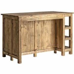 Meilleure affaire ✔️ LES TENDANCES Comptoir De Bar 2 Portes 2 Tiroirs Pin Massif Recyclé Clair Lo 👏 -Table haute Boutique 41998454 5