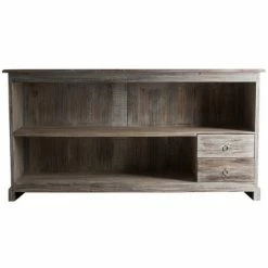 Budget ⌛ LES TENDANCES Comptoir De Bar 2 Tiroirs 2 Niches Bois De Traverse Blanc Vieilli Aydin 👍 -Table haute Boutique 41998458 3