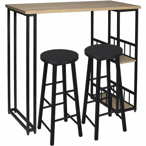Bon marché 🥰 WOLTU 1 X Table De Bar + 2 X Tabourets De Bar Structure En Métal Plateau En MDF.Chêne Clair 🤩 3 Bon marché 🥰 WOLTU 1 X Table De Bar + 2 X Tabourets De Bar Structure En Métal Plateau En MDF.Chêne Clair 🤩
