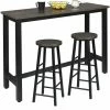 Sortie 😉 WOLTU 1 X Table De Bar + 2 X Tabourets De Bar Robuste -en MDF Et Métal - 140x40x100cm.Noir+Rouille 🎁 -Table haute Boutique 42213415 1