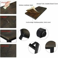 Sortie 😉 WOLTU 1 X Table De Bar + 2 X Tabourets De Bar Robuste -en MDF Et Métal - 140x40x100cm.Noir+Rouille 🎁 -Table haute Boutique 42213415 4