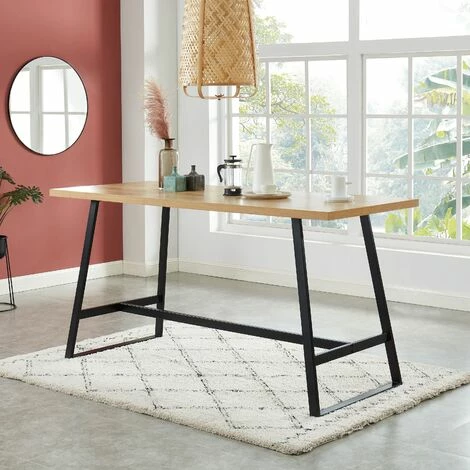 Promo 😉 BAïTA Table Haute YBA Effet Chêne Et Métal Noir 200cm - Bois 🥰 4 Promo 😉 BAïTA Table Haute YBA Effet Chêne Et Métal Noir 200cm - Bois 🥰 – Image 2
