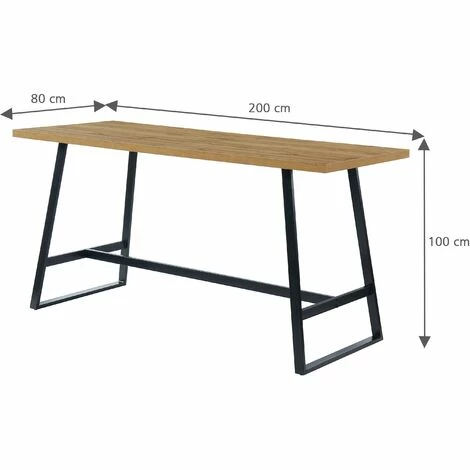 Promo 😉 BAïTA Table Haute YBA Effet Chêne Et Métal Noir 200cm - Bois 🥰 7 Promo 😉 BAïTA Table Haute YBA Effet Chêne Et Métal Noir 200cm - Bois 🥰 – Image 5
