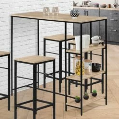 Remise ⌛ IDMARKET Table De Bar DETROIT 2 à 4 Personnes Design Industriel 🛒