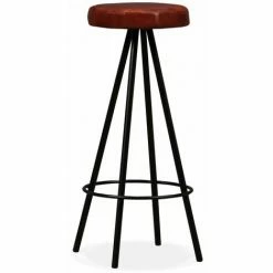 Budget 🔔 TALKEACH Ensemble De Bar Bois Massif Recyclé Et Cuir Véritable - 9 Pcs ⭐ -Table haute Boutique 43725740 5