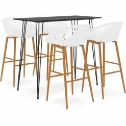 Vente flash 😉 TRUE DEAL Ensemble De Bar 5 Pcs Noir Et Blanc 🥰