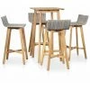 Meilleure vente ❤️ HAPPYSHOPPING Mobilier A Diner D'exterieur 5 Pcs Bois D'acacia Solide 🔥 -Table haute Boutique 44633308 1