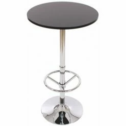 Tout neuf 😀 DéCOSHOP26 Table Haute De Bar Bistrot Avec Repose-pied 109 Cm Noir - Noir 😀