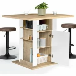 Remise 🔔 IDMARKET Ilot Central UGO 110 Cm Bois Blanc Et Imitation Hêtre Avec Rangements 👍 10 Remise 🔔 IDMARKET Ilot Central UGO 110 Cm Bois Blanc Et Imitation Hêtre Avec Rangements 👍 -Table haute Boutique 45391574 4