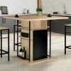 Sortie 🧨 IDMARKET Ilot Central UGO 110 Cm Bois Noir Et Imitation Hêtre Avec Rangements Design Industriel 🔥 -Table haute Boutique 45707893 1