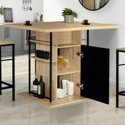 Sortie 🧨 IDMARKET Ilot Central UGO 110 Cm Bois Noir Et Imitation Hêtre Avec Rangements Design Industriel 🔥 9 Sortie 🧨 IDMARKET Ilot Central UGO 110 Cm Bois Noir Et Imitation Hêtre Avec Rangements Design Industriel 🔥 -Table haute Boutique 45707893 3