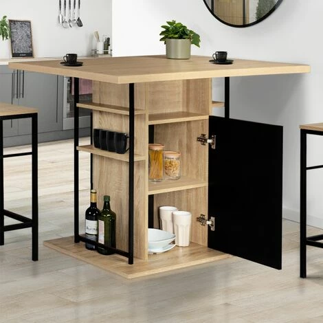 Sortie 🧨 IDMARKET Ilot Central UGO 110 Cm Bois Noir Et Imitation Hêtre Avec Rangements Design Industriel 🔥 5 Sortie 🧨 IDMARKET Ilot Central UGO 110 Cm Bois Noir Et Imitation Hêtre Avec Rangements Design Industriel 🔥 – Image 3
