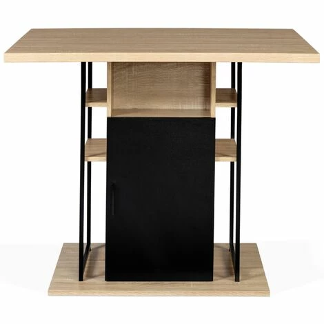 Sortie 🧨 IDMARKET Ilot Central UGO 110 Cm Bois Noir Et Imitation Hêtre Avec Rangements Design Industriel 🔥 7 Sortie 🧨 IDMARKET Ilot Central UGO 110 Cm Bois Noir Et Imitation Hêtre Avec Rangements Design Industriel 🔥 – Image 5