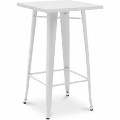 Acheter 🔔 PRIVATEFLOOR Table De Bar Stylix Design Industriel En Métal - 100cm- Nouvelle édition Blanc - Metal, Acier - Blanc 🎉