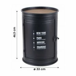 Vente flash ✔️ WADIGA Table D'appoint / Bout De Banapé Bidon Métal Et Bois - 33x46.5cm - Noir 🔔 -Table haute Boutique 46308595 3