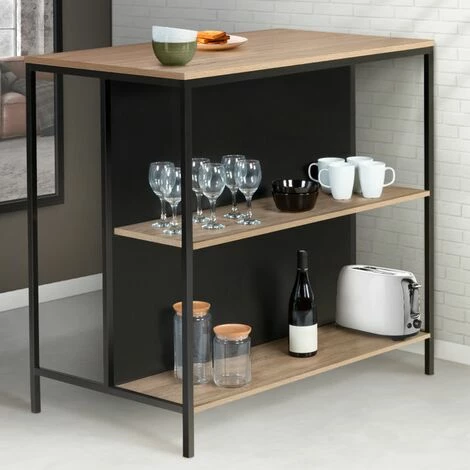 Nouveau ❤️ IDMARKET Table De Bar îlot DETROIT Design Industriel 🔔 3 Nouveau ❤️ IDMARKET Table De Bar îlot DETROIT Design Industriel 🔔