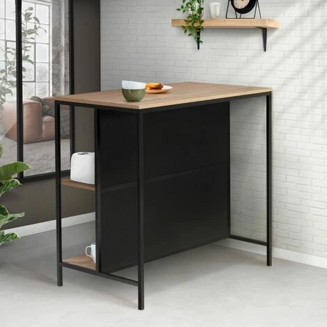 Nouveau ❤️ IDMARKET Table De Bar îlot DETROIT Design Industriel 🔔 5 Nouveau ❤️ IDMARKET Table De Bar îlot DETROIT Design Industriel 🔔 – Image 3