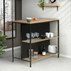 Vente flash ⭐ IDMARKET Table De Bar îlot DETROIT Et 2 Tabourets Design Industriel 🔥 -Table haute Boutique 46454615 3