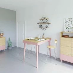 Meilleure affaire ✨ SYMBIOSIS - Table Haute HORIZON Chêne Clair Et Rose Poudré - Rovere Chiaro E Rosa Cipria 👍 -Table haute Boutique 46476955 4