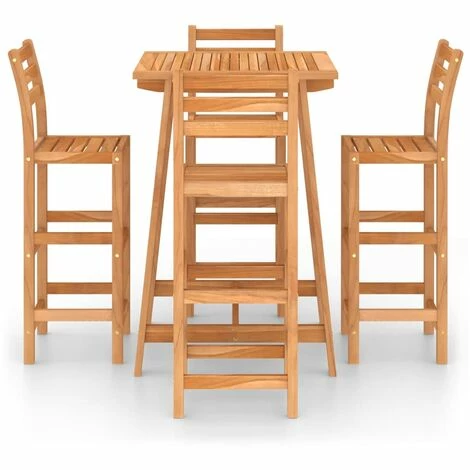 Le moins cher ✨ Hommoo Ensemble De Bar D'exterieur 5 Pcs Bois D'acacia Massif 🔔 4 Le moins cher ✨ Hommoo Ensemble De Bar D'exterieur 5 Pcs Bois D'acacia Massif 🔔 – Image 2