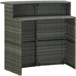 Nouveau 🛒 Hommoo Ensemble De Bar De Jardin 3 Pcs Gris 🛒 -Table haute Boutique 46556450 4