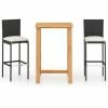 Le moins cher 😍 Hommoo Ensemble De Bar De Jardin Avec Coussins 3 Pcs Noir ✔️ -Table haute Boutique 46556796 1