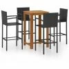 Sortie 🛒 Hommoo Ensemble De Bar De Jardin 5 Pcs Noir 💯 -Table haute Boutique 46556817 1