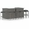 Budget 😀 Hommoo Meuble De Bar De Jardin 8 Pcs Avec Coussins Resine Tressee Gris 🧨 -Table haute Boutique 46561833 1