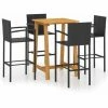 Le moins cher 🔥 Hommoo Ensemble De Bar De Jardin 5 Pcs Noir 🌟 -Table haute Boutique 46562152 1