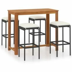 Top 10 😀 Hommoo Ensemble De Bar De Jardin Avec Coussins 5 Pcs Noir ⭐