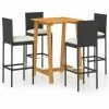Meilleure vente 🥰 Hommoo Ensemble De Bar De Jardin Avec Coussins 5 Pcs Noir ⌛ -Table haute Boutique 46563616 1