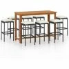 Coupon 🎁 Hommoo Ensemble De Bar De Jardin Avec Coussins 9 Pcs Noir 👏 -Table haute Boutique 46563626 1